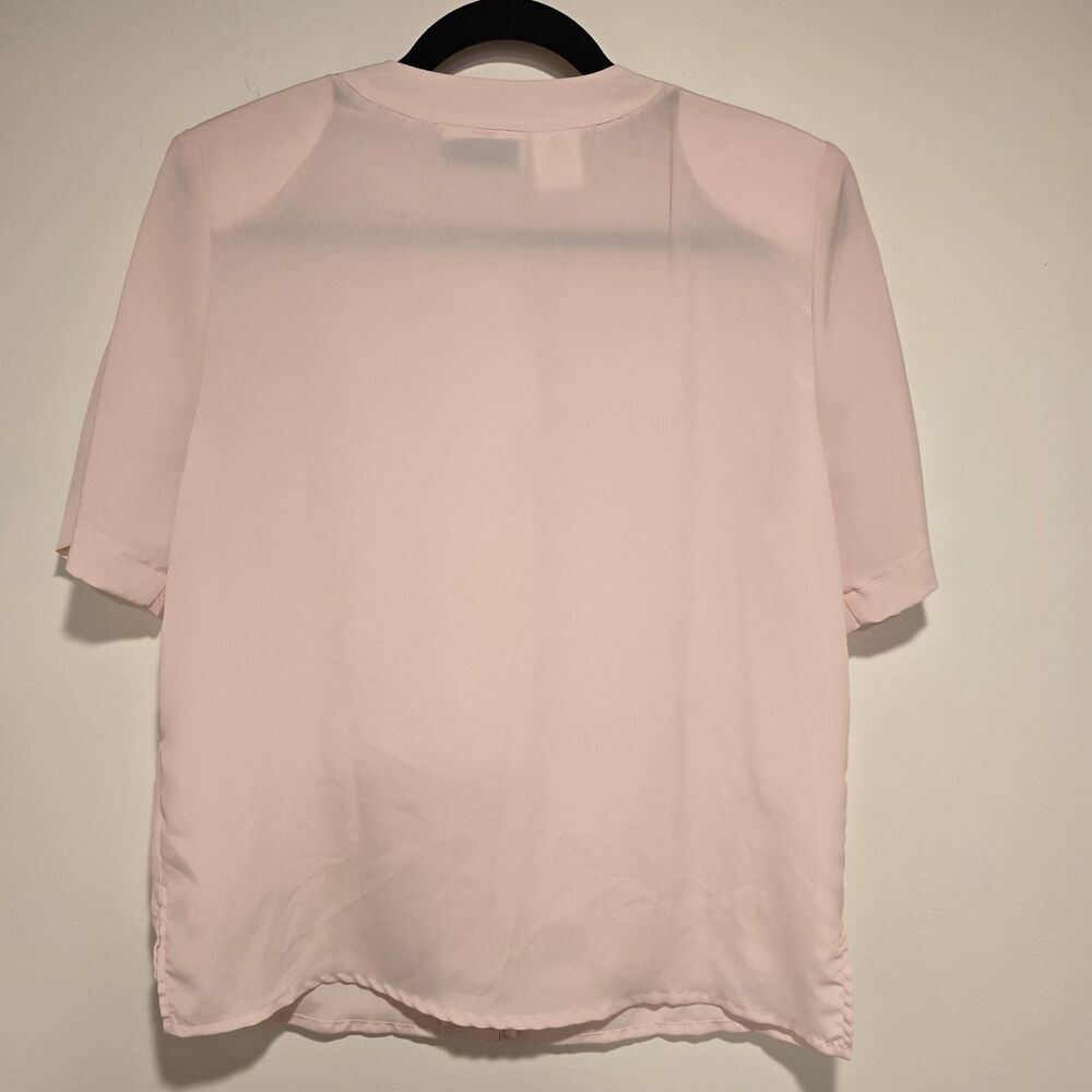 True Vintage 80s Blouse Womens 8 Embroidered Button Up Secretary Short Sleeve - Picture 8 of 9